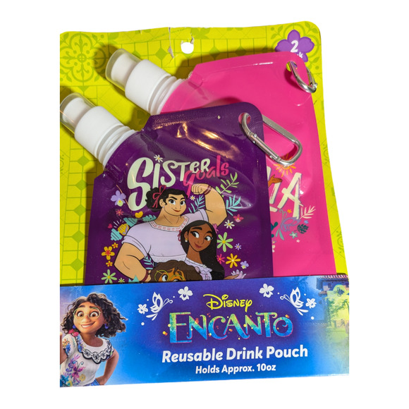 Disney - Encanto- Reusable Drink Pouch - 2pk Holds Approx 10oz - New With Tags - Picture 1 of 3